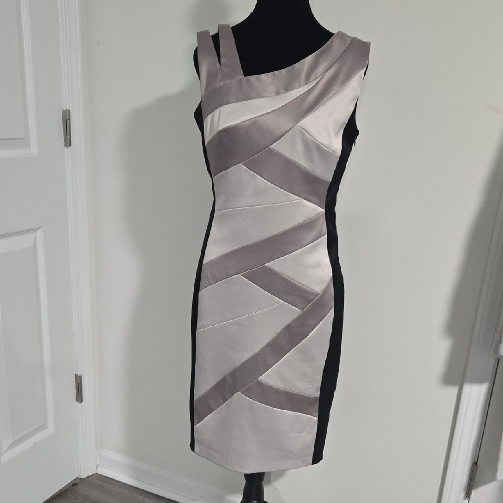 Signature by Sangria Gray One Shoulder Sheath Dress